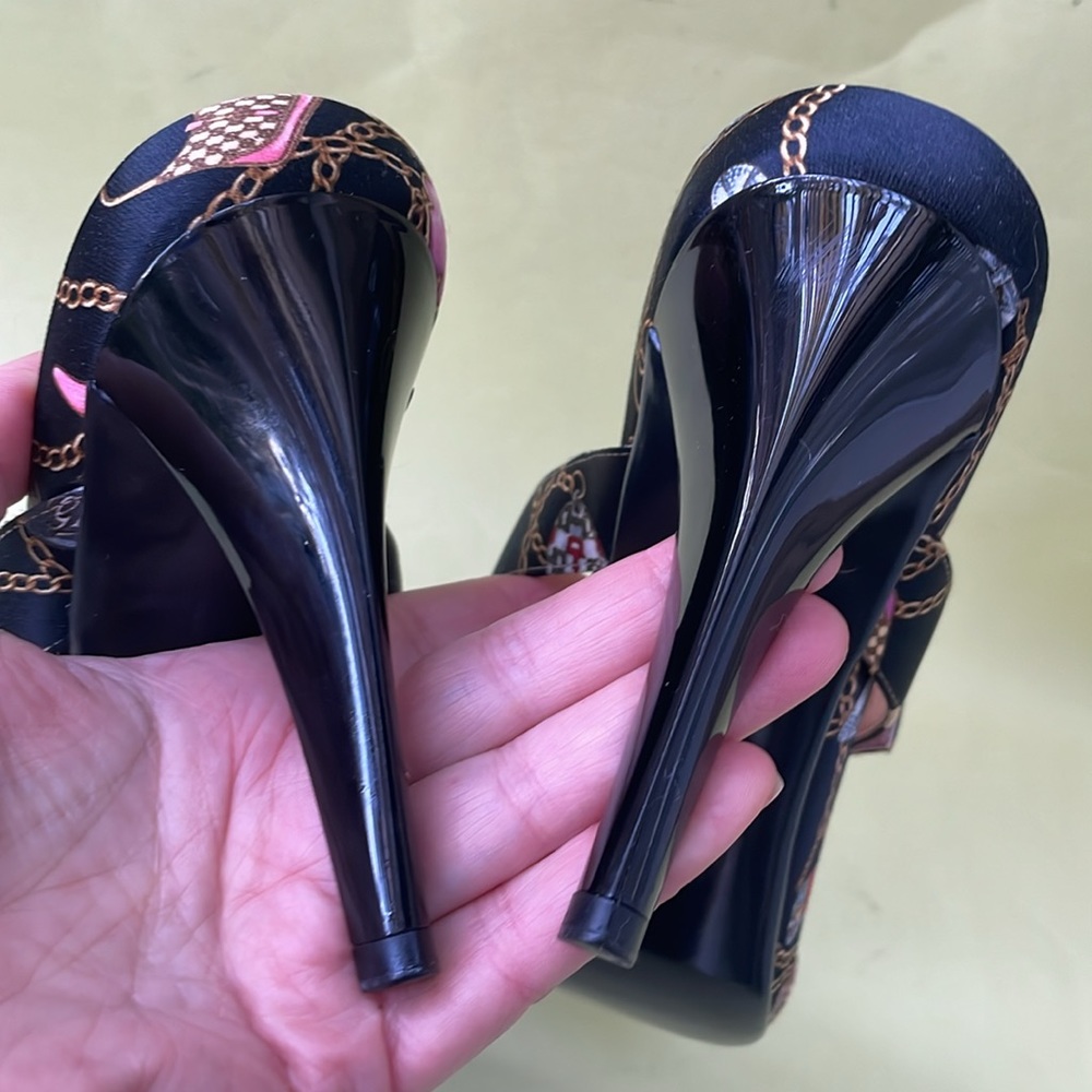 Gucci vintage multicolored satin/leather heels - Picture 13 of 16